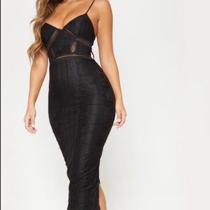 Black midi lace dress